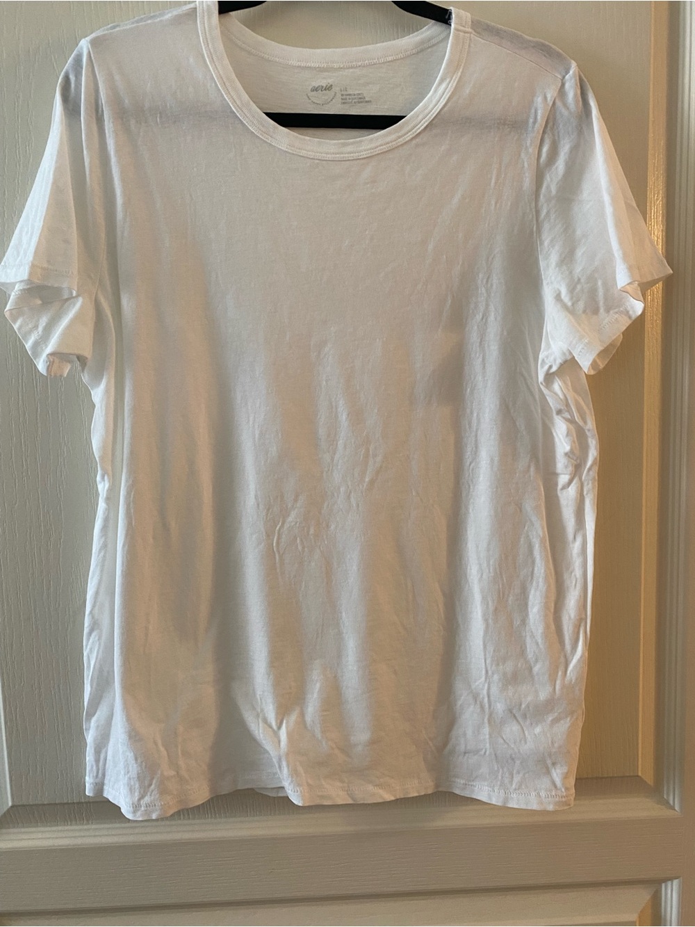 AERIE 100% Cotton Crewneck Short Sleeve T-Shirt in White - L - Picture 2 of 10